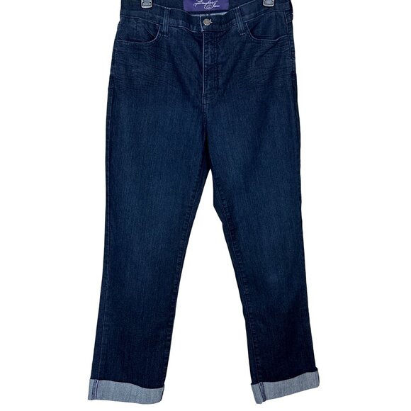 NYDJ Not Your Daughters Size 10 High Rise Jeans Straight Leg Cuff Hem - Picture 1 of 8